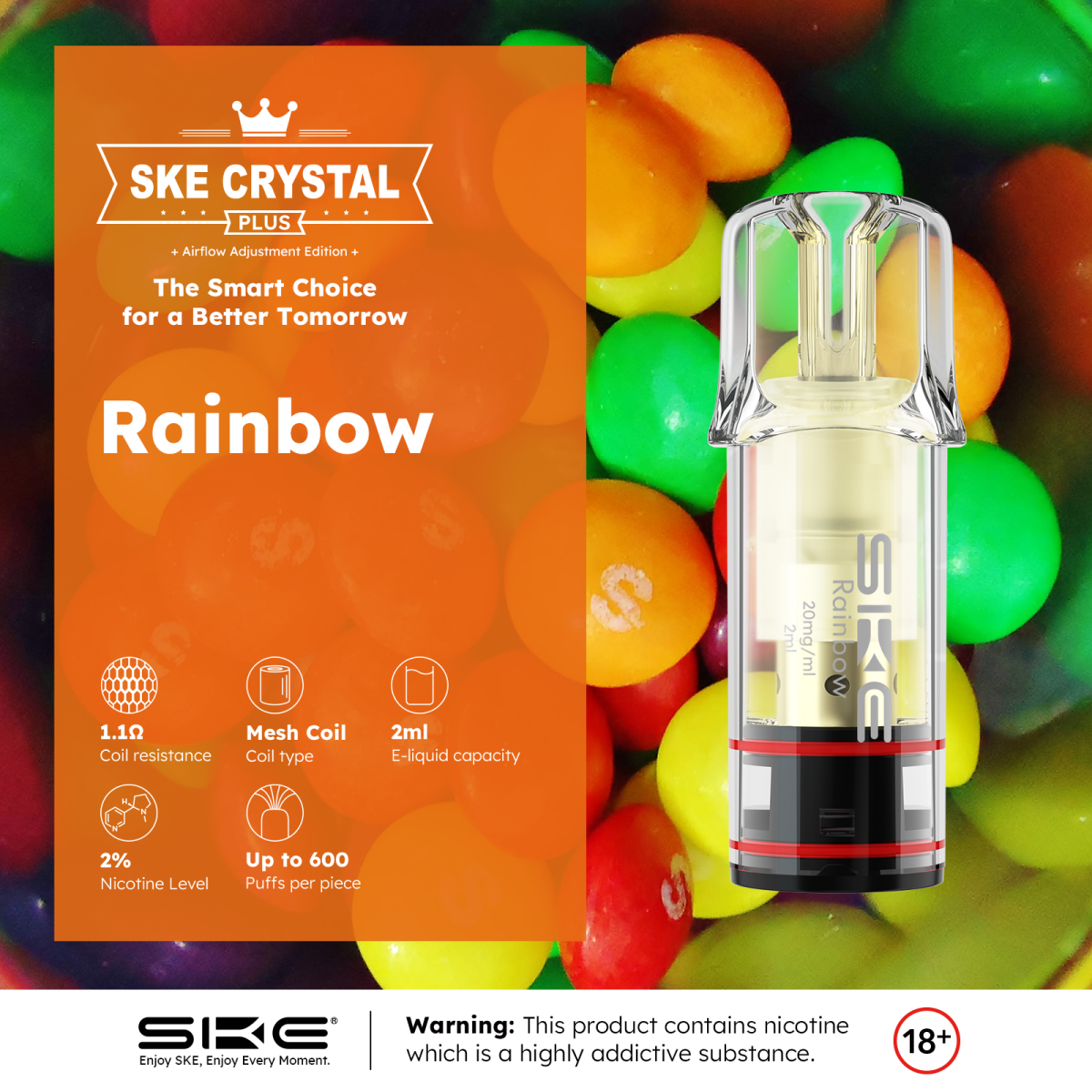 Ske Crystal Plus Pods Rainbow Er Pack Mg Ml