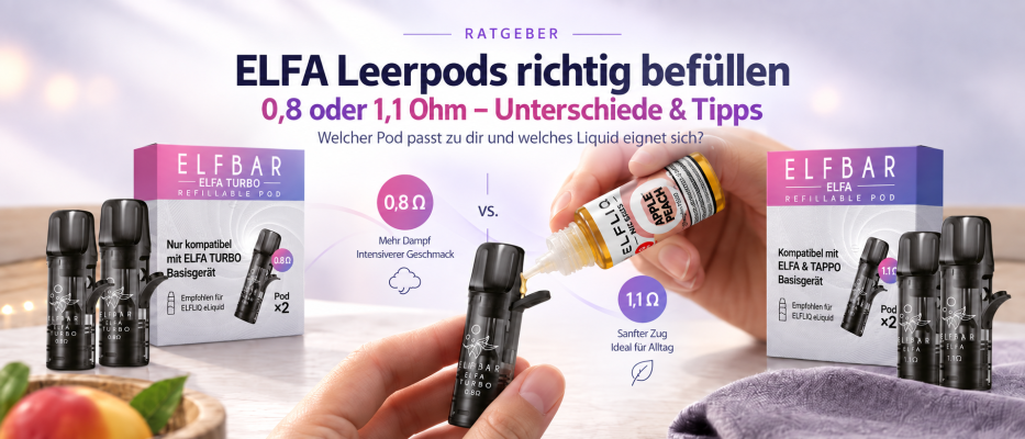Entdecke die neuen wiederbefüllbaren Elf Bar Pods - ELFA Pods befüllen: 0,8 vs. 1,1 Ohm erklärt | NargileShop