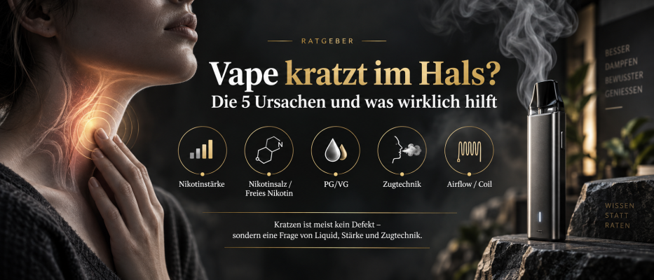 Vape kratzt im Hals? Die 5 Ursachen und was wirklich hilft