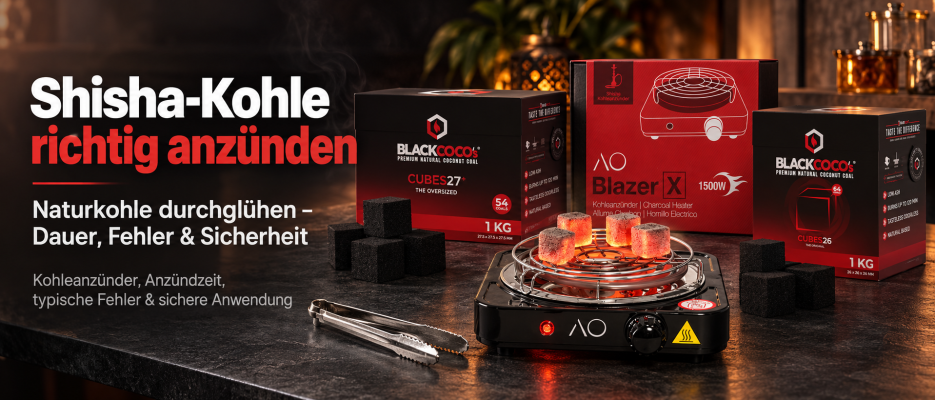 Shisha-Kohle richtig anzünden: Naturkohle durchglühen – Dauer, Fehler &amp; Sicherheit