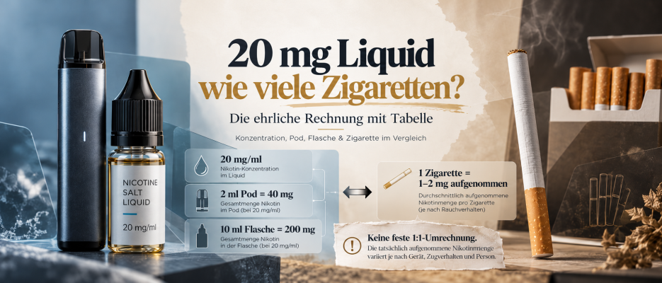 20 mg Liquid: Wie viele Zigaretten sind das wirklich? Die ehrliche Rechnung mit Tabelle