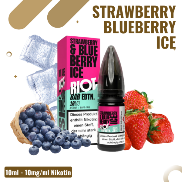 Riot Salt BAR EDTN 10ml - Strawberry Blueberry Ice - 10mg...