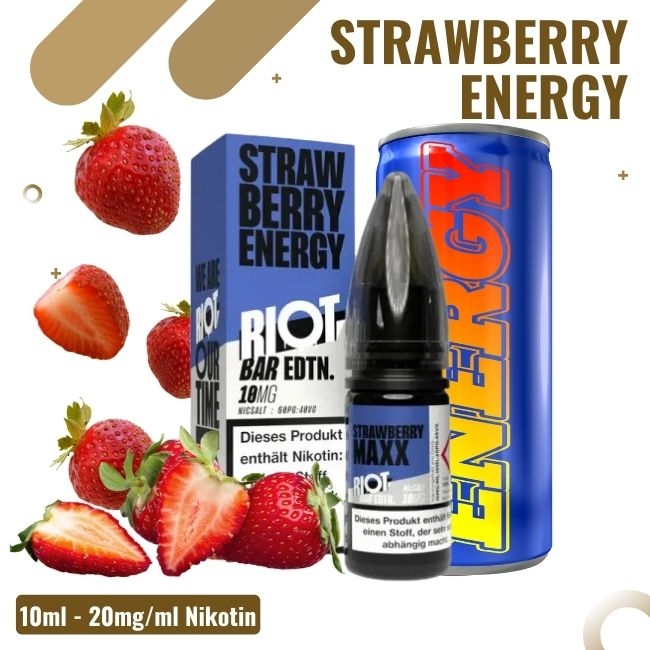 Riot Salt BAR EDTN 10ml - Strawberry MAXX Energy - 20mg Nikotin