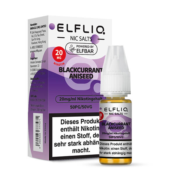 Elf Bar Elfliq 10ml - Blackcurrant Aniseed - 20mg Nikotin - NIkotinsalz