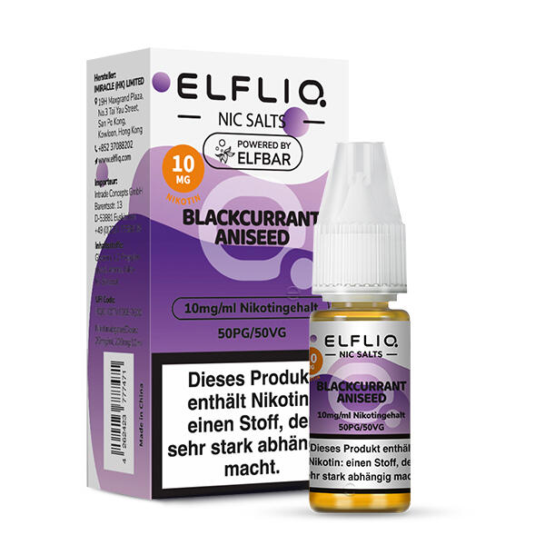 Elf Bar Elfliq 10ml - Blackcurrant Aniseed - 10mg Nikotin...