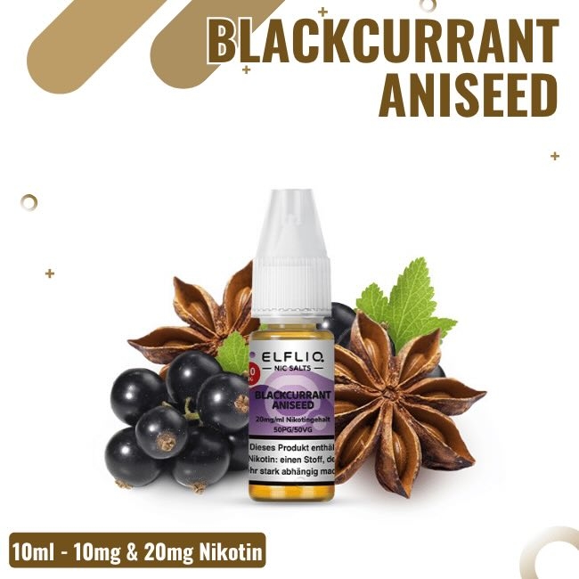 Elf Bar Elfliq 10ml - Blackcurrant Aniseed - 10mg Nikotin - NIkotinsalz