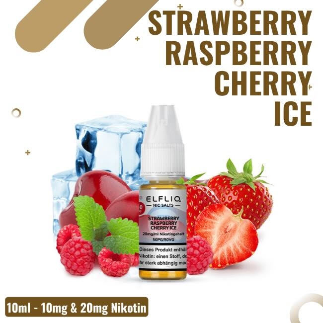 Elf Bar Elfliq 10ml - Strawberry Raspberry Cherry Ice - 10mg Nikotin