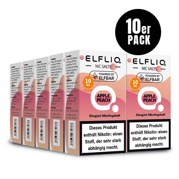 10er Pack Elf Bar Elfliq - 10mg/ml - Apple Peach