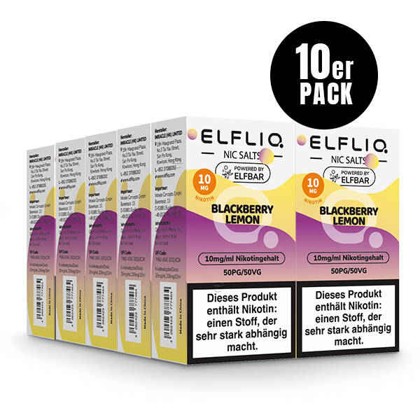 10er Pack Elf Bar Elfliq - 10mg/ml - Blackberry Lemon