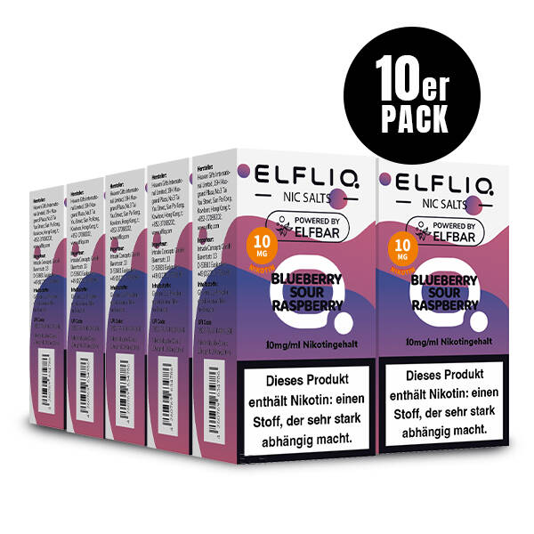 10er Pack Elf Bar Elfliq - 10mg/ml - Blueberry Sour Raspberry