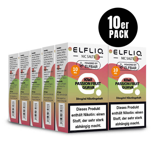 10er Pack Elf Bar Elfliq - 10mg/ml - Kiwi Passion Fruit Guava