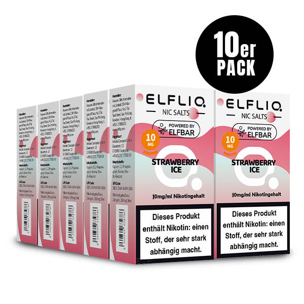 10er Pack Elf Bar Elfliq - 10mg/ml - Strawberry Ice