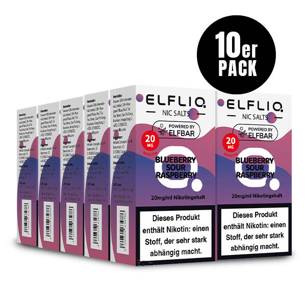 10er Pack Elf Bar Elfliq - 20mg/ml - Blueberry Sour Raspberry