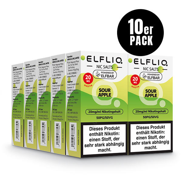 10er Pack Elf Bar Elfliq - Sour Apple - 20mg/ml