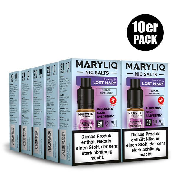 10er Pack Maryliq Lost Mary - 20mg/ml Blueberry Sour Raspberry