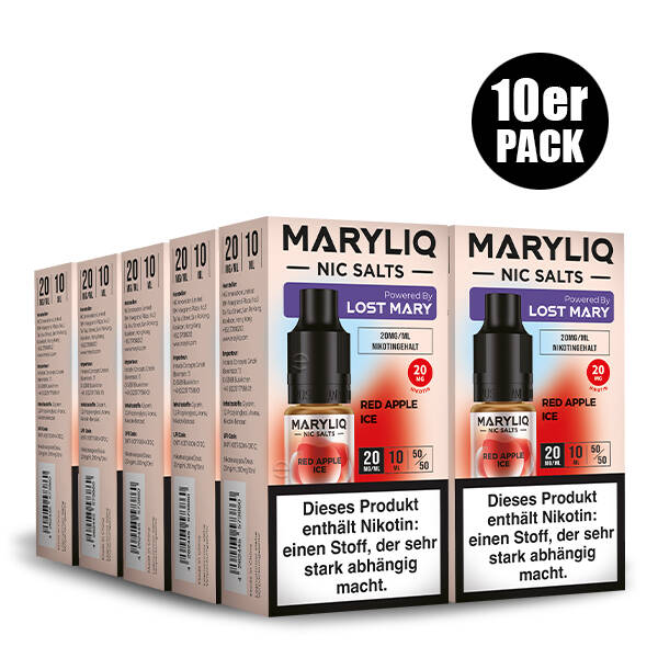 10er Pack Maryliq Lost Mary - 20mg/ml Red Apple Ice