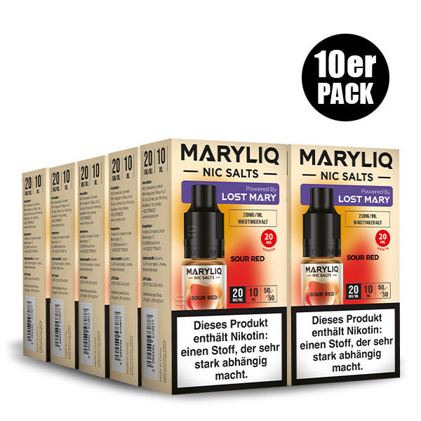 10er Pack Maryliq Lost Mary - 20mg/ml Sour Red
