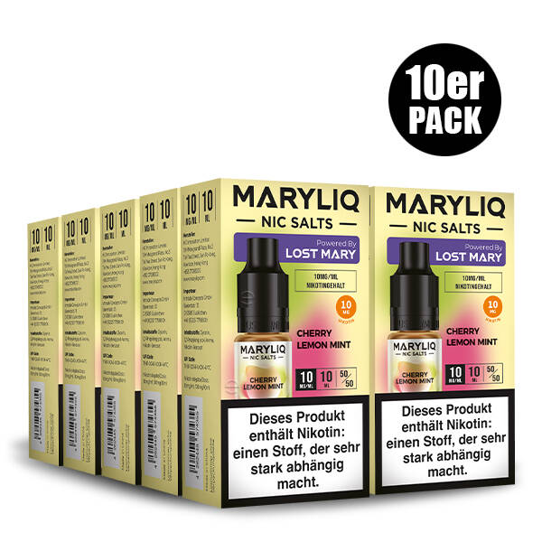 10er Pack Maryliq Lost Mary - 10mg/ml Cherry Lemon Mint