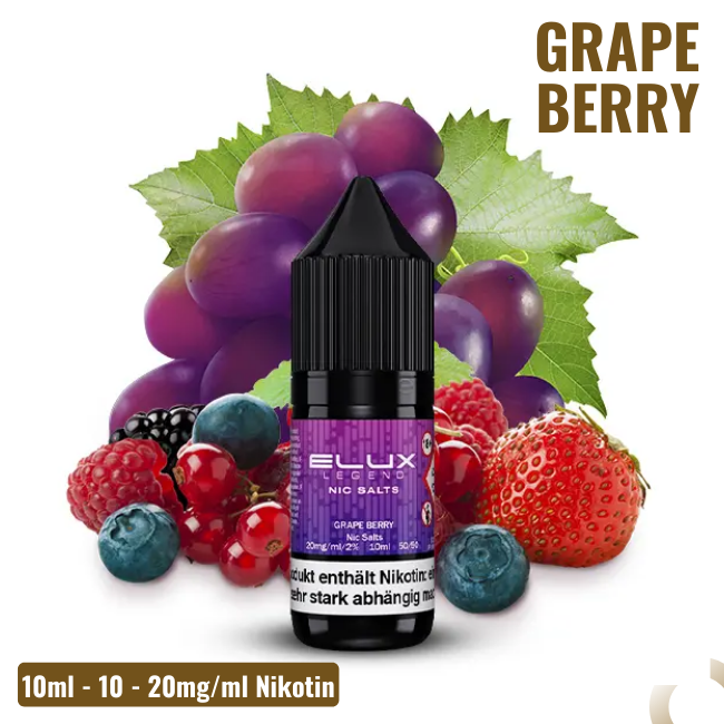 Elux Nikotinsalz Liquid 10ml - Grape Berry - 10mg Nikotin