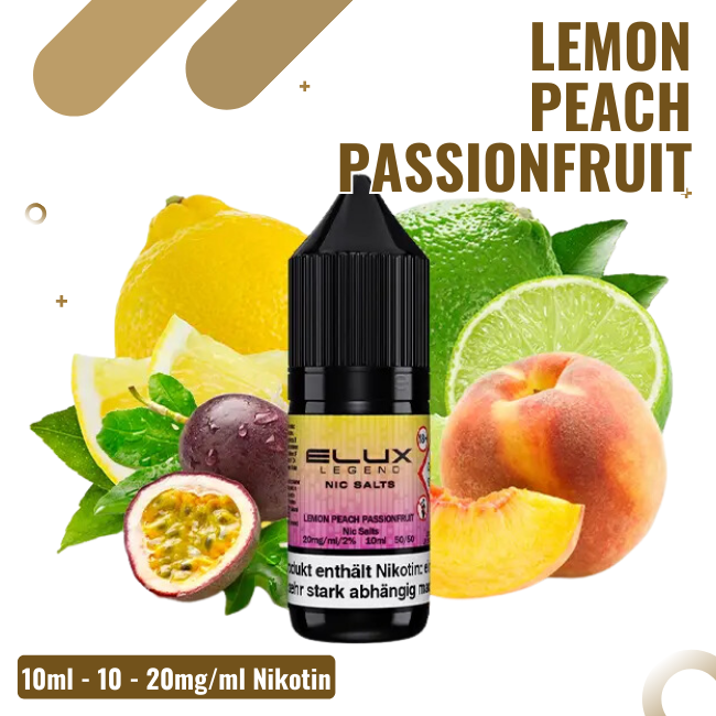 Elux Nikotinsalz Liquid 10ml - Lemon Peach Passion - 20mg Nikotin