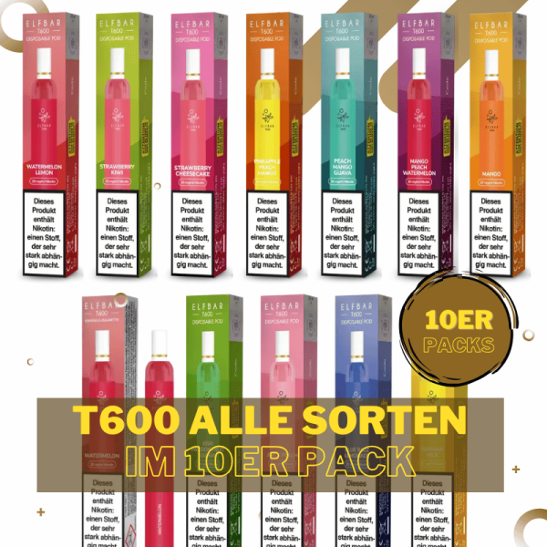 10er Pack Elf Bar T600 - Einweg Vape