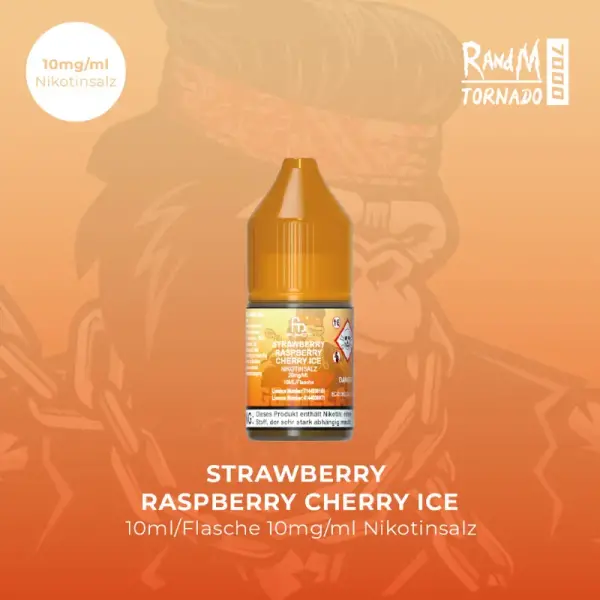 RandM Tornado Nicsalt Liquid 10ml - 10mg/ml Nikotin - Strawberry Raspberry Cherry Ice