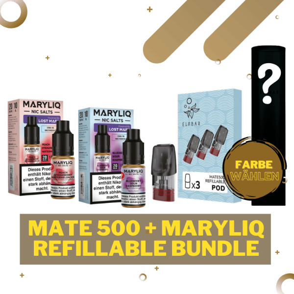 Maryliq Elf Bar Mate500 - Akku + Refillable Pod - 20mg/ml - Liquid Bundle