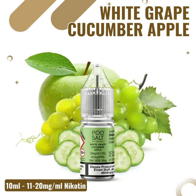 POD Salt XTRA Liquid Nikotinsalz 10ml - White Grape Cucumber Apple