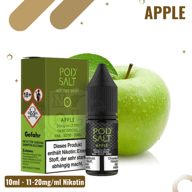 POD Salt Liquid Nikotinsalz 10ml - Apple - 11mg Nikotin