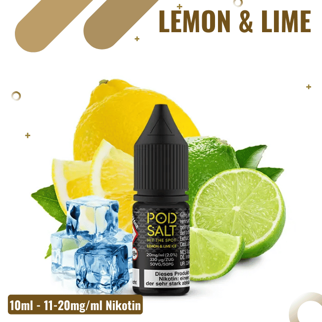POD Salt Liquid Nikotinsalz 10ml - Lemon & Lime Ice - 11mg Nikotin