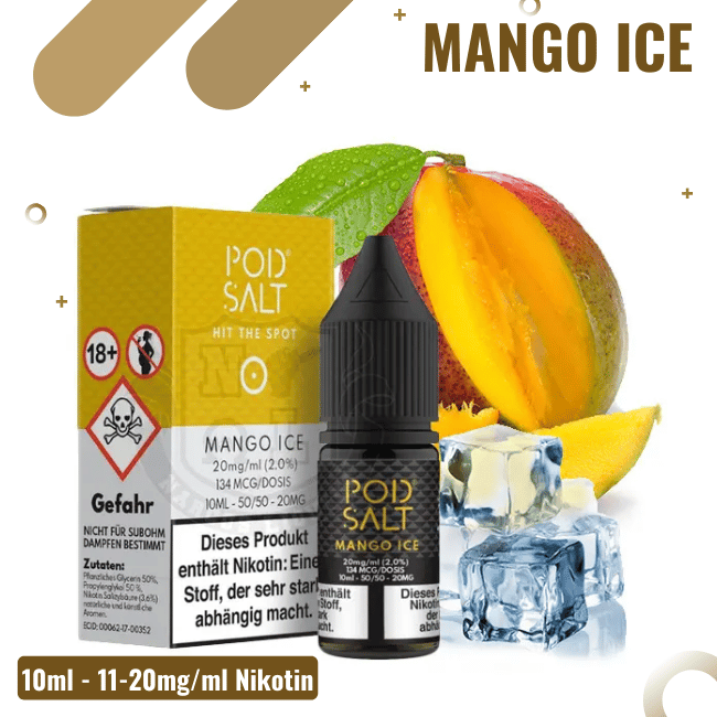 POD Salt Liquid Nikotinsalz 10ml - Mango Ice - 20mg Nikotin