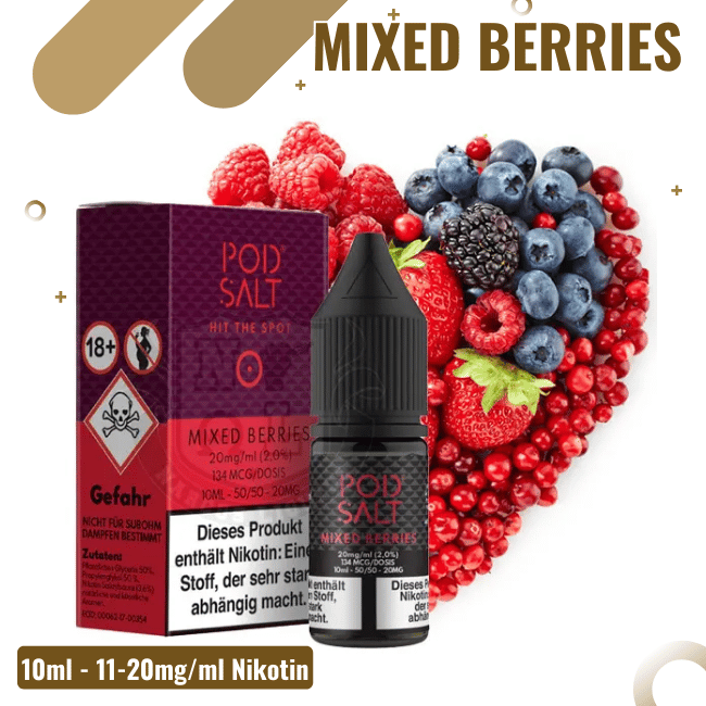 POD Salt Liquid Nikotinsalz 10ml - Mixed Berries Ice - 11mg Nikotin