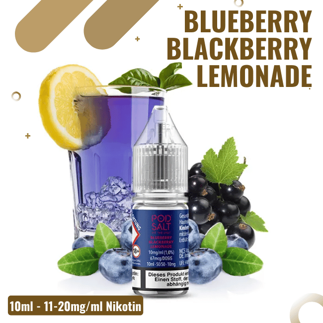 POD Salt XTRA Liquid Nikotinsalz 10ml - Blueberry Blackberry Lemonade -  20mg Nikotin