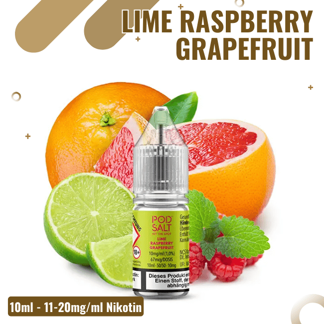 POD Salt XTRA Liquid Nikotinsalz 10ml - Lime Raspberry Grapefruit -  10mg Nikotin