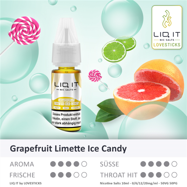 Lovesticks LIQ IT 10ml - Grapefruit Lime Ice Candy