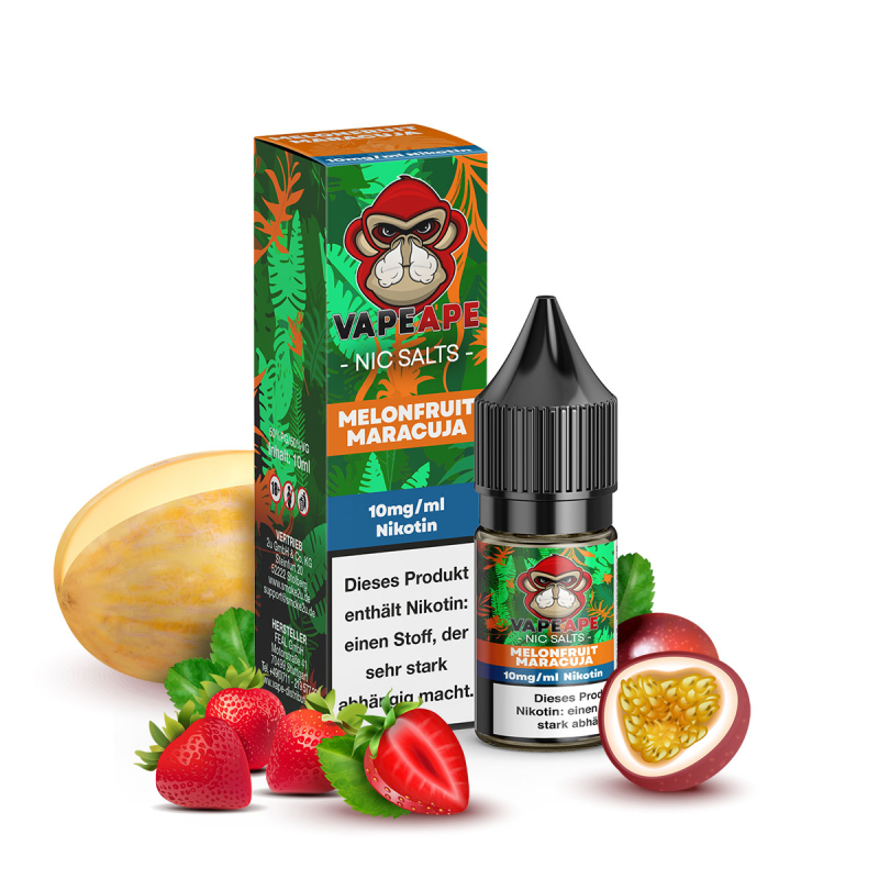 VapeApe Liquid 10ml - Melonfruit Maracuja - 10mg Nikotin