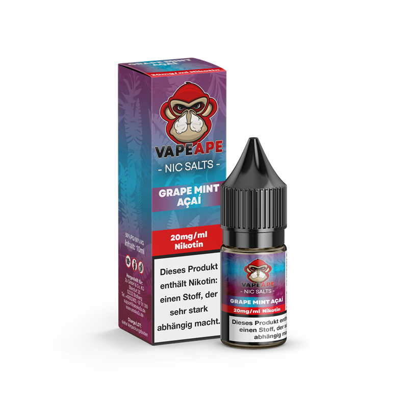 VapeApe Liquid 10ml - Grape Mint Acai - 20mg Nikotin