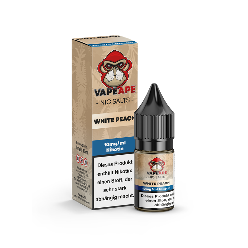 VapeApe Liquid 10ml - White Peach - 10mg Nikotin