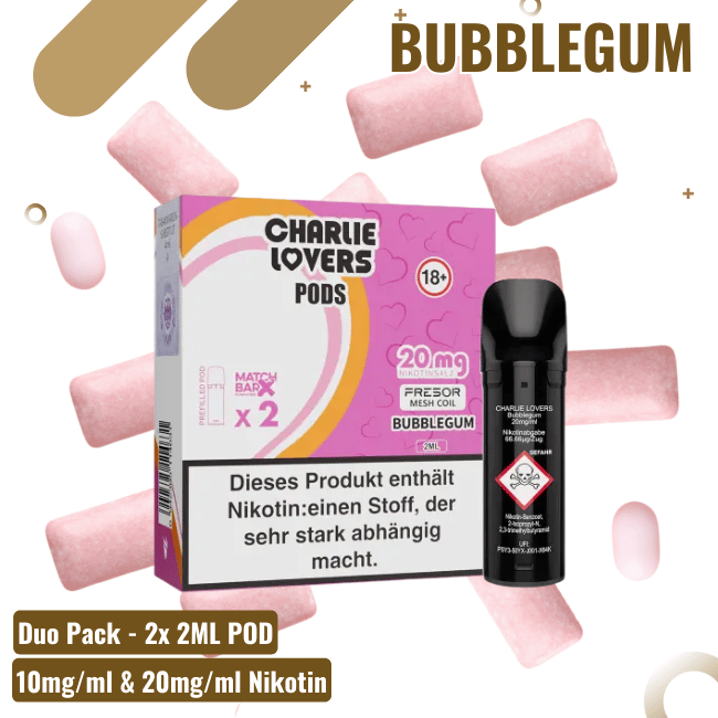 Charlie Lovers Pod - Duopack - Bubblegum  - 10mg Nikotin
