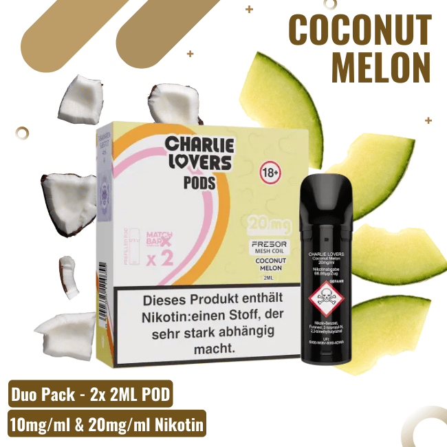 Charlie Lovers Pod - Duopack - Coconut Melon  - 10mg Nikotin