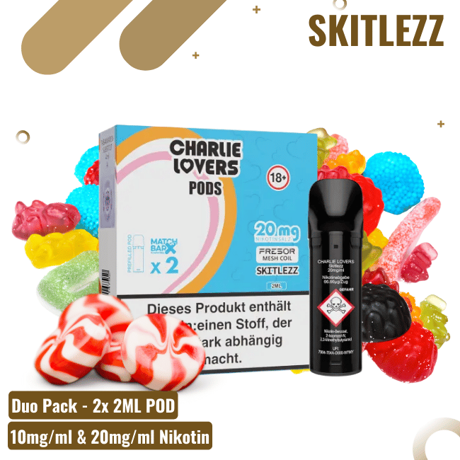 Charlie Lovers Pod - Duopack - Skitlezz  - 10mg Nikotin