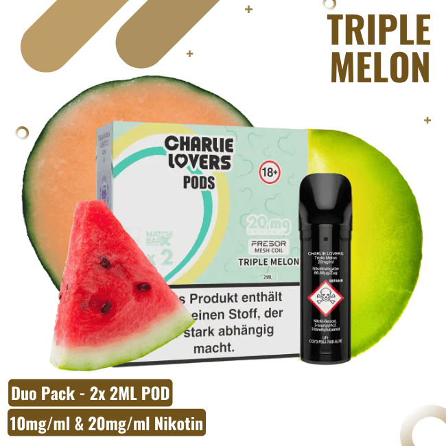 Charlie Lovers Pod - Duopack - Triple Melon  - 10mg Nikotin