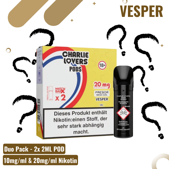Charlie Lovers Pod - Duopack - Vesper  - 10mg Nikotin