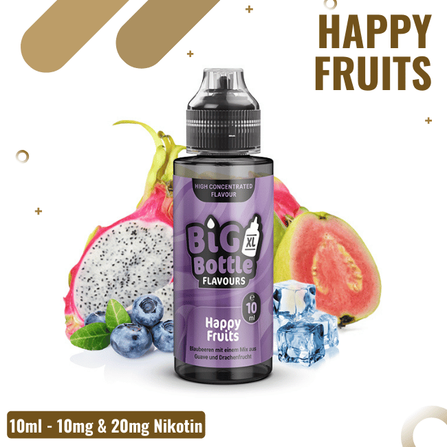 Big Bottle Liquid 10ml - Happy Fruits - NicSalt - 10mg Nikotin