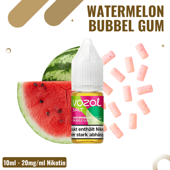 Vozol Liquid NicSalt 10ml - Watermelon Bubble Gum - 20mg Nikotin