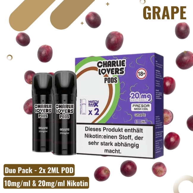 Charlie Lovers Pod - Duopack - Grape - 20mg Nikotin