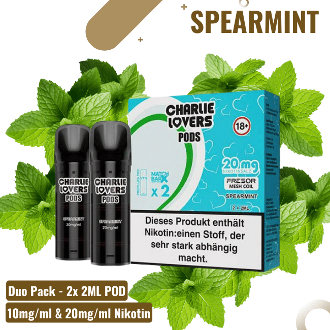 Charlie Lovers Pod - Duopack - Spearmint - 20mg Nikotin