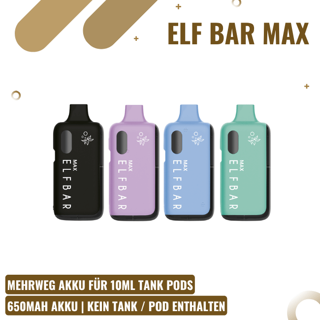 Elf Bar Max Akku - 650mAh - Alle Farben