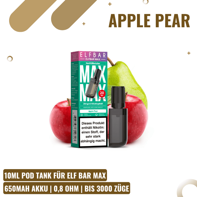 Elf Bar Max Liquid Pod - Apple Pear - 10ml Nikotinsalz