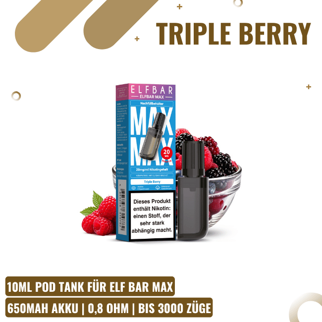 Elf Bar Max Liquid Pod - Triple Berry - 10ml Nikotinsalz